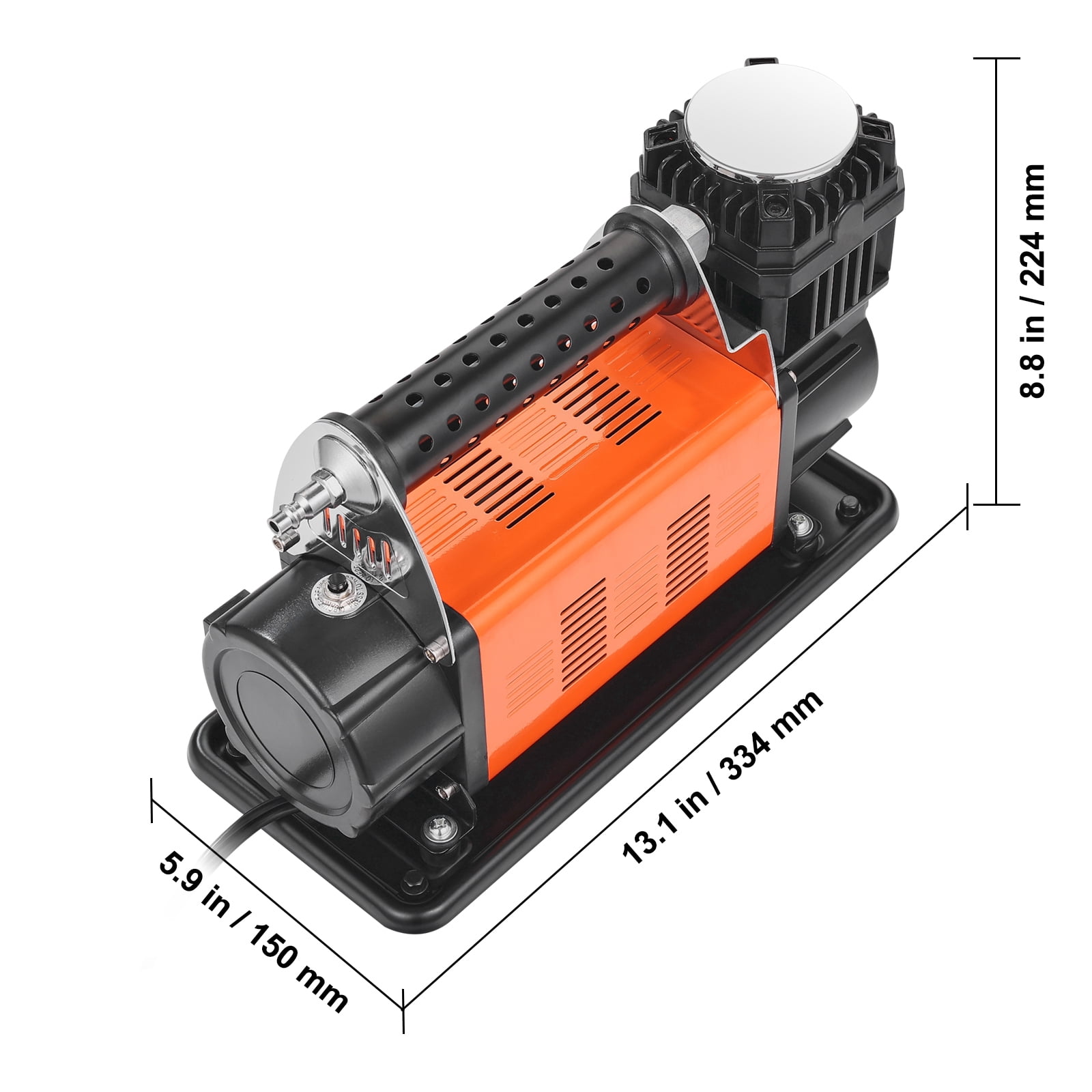 KFFKFF 12V Heavy Duty Air Compressor, 7.06CFM Robust Air Pressure Device, 150PSI Wilderness Air Pump with Connectors for Automobile SUV RV Truck - Comes with 6.5FT Power Cable, 26FT Air Tube