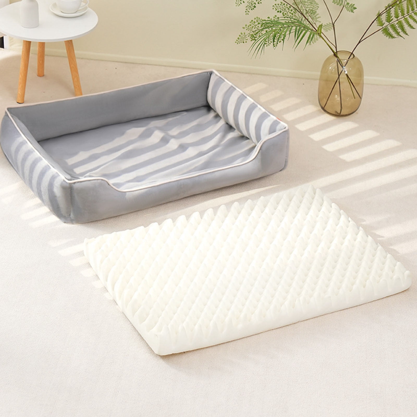 Memory Foam Cat Bed with Non- Base - Soft Round Pet Bed for Indoor Cats & Small Dogs, Washable & Orthopedic Support (Assorted Colors)