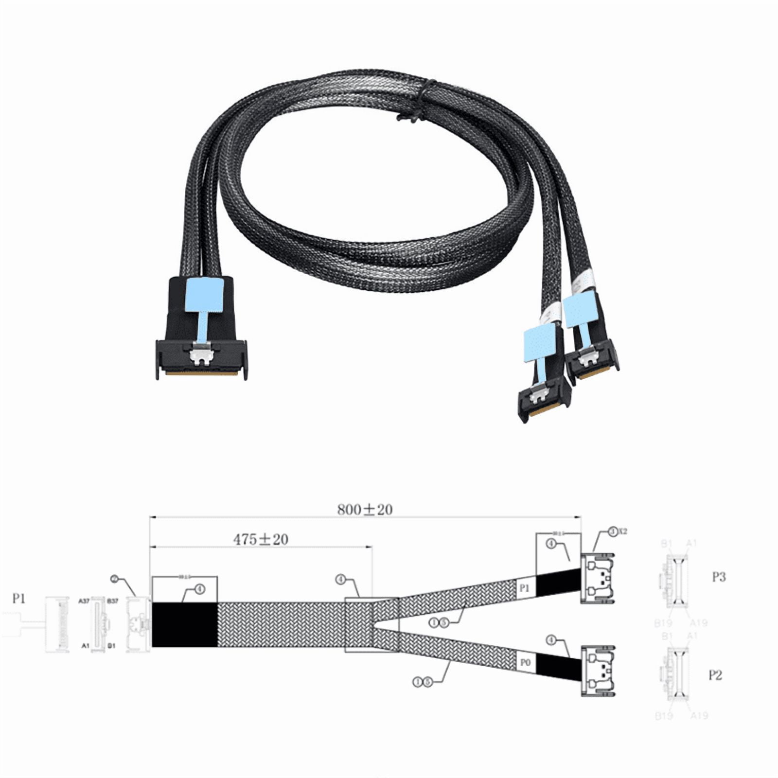 Gen5 MClo X8 Adapter Cable Gen5 MCIO X8 to Dual MCIO X4 Server Cable for PC 3.0 U.2 Oculink Pcie Cable 1M,1 * Cable