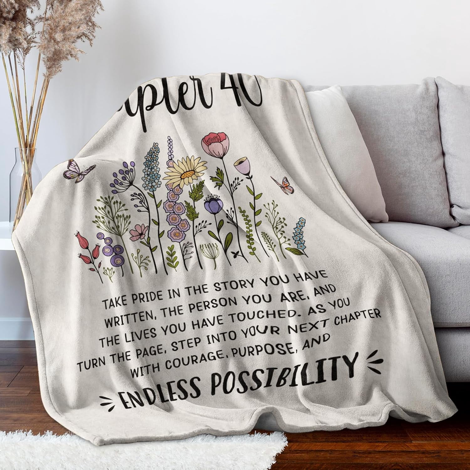 40th Birthday Gifts Women, Chapter 40 Blanket Gift for Her, 40 Year Old Birthday Gifts for Women, Friend, Sister, Mom, 1985 Bday Gift, Turning 40 Throw Blankets