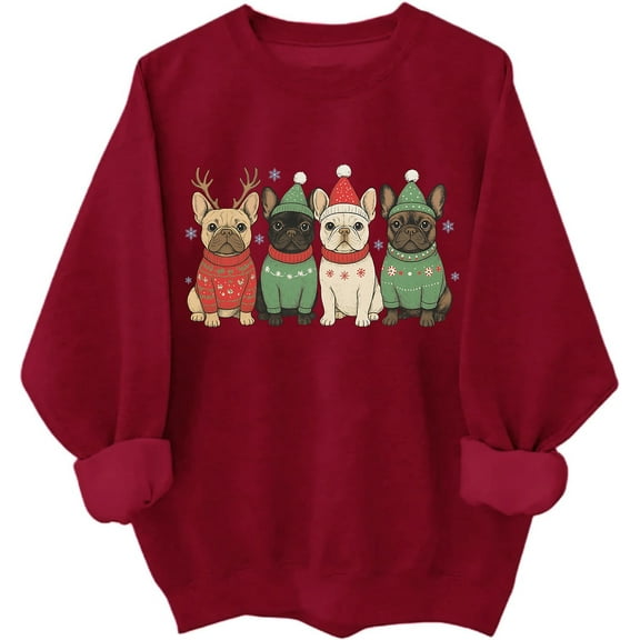 Christmas Bulldog Sweatshirt French Bulldog Christmas Shirts Santa Lights Xmas Sweatshirts, Dog Lover Christmas Gifts