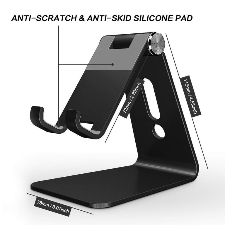 OMOTON Upgraded Aluminum Cell Phone Stand, C1 Durable Cellphone Dock with  Protective Pads, Smart Stand Designed for iPhone 15, 14/13/12/11 Pro Max XR