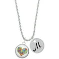 thumbnail image 1 of Delight Jewelry Silvertone Domed Puzzle Piece Heart Silvertone Script Initial Disc - M - Charm Necklace, 20"+3", 1 of 4