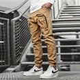 thumbnail image 4 of jsaierl Men's Solid Color Pencil Pants Casual Stretch Slim Fit Sweatpants Fashion Jogger Trousers with Multi Pockets, 4 of 5