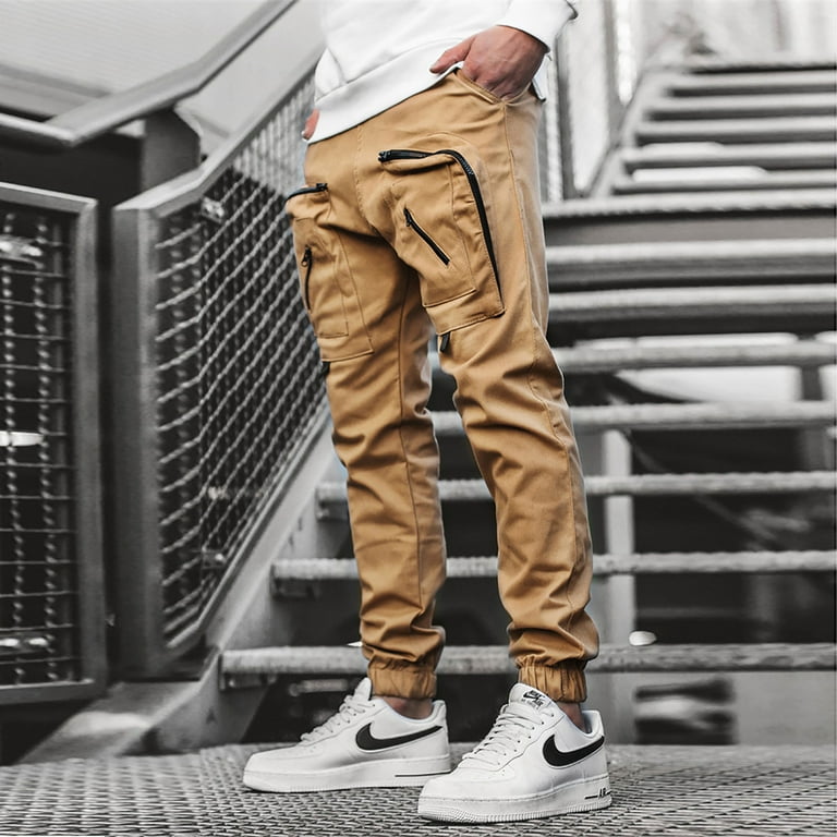 Men Sweapants Casual Slim Fit Zipper Pocket Jogger Teens Hip Hop Sweatpants  Colorblock Sport Running Dancing Track Pants Trousers