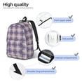 thumbnail image 4 of Bixox Heart Check Plaid Printing Canvas Backpack Lightweight Casual Travel Backpack School Backpack Fits 15.6 Inch Notebook, 4 of 5