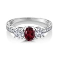 thumbnail image 2 of Gem Stone King 10K White Gold Red Rhodolite Garnet and Lab Grown Diamond Engagement Ring for Women | 2.02 Cttw | Oval 7X5MM | Gemstone January Birthstone | Size 7, 2 of 5
