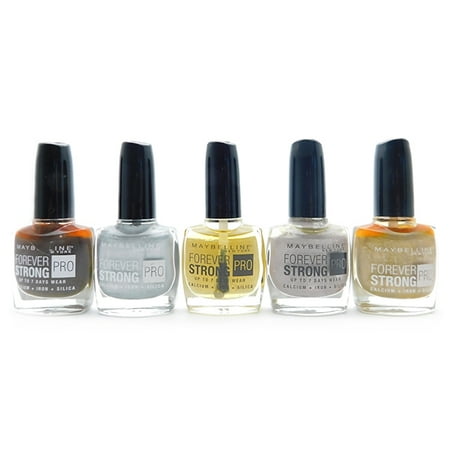 Maybelline Forever Strong Iron - Maybelline Forever Strong Nail Polish set of 5: Taupe Couture, Oh So Close!, Crystal Clear, Lunar Grey, Winner Takes It All (each 10 mL.)