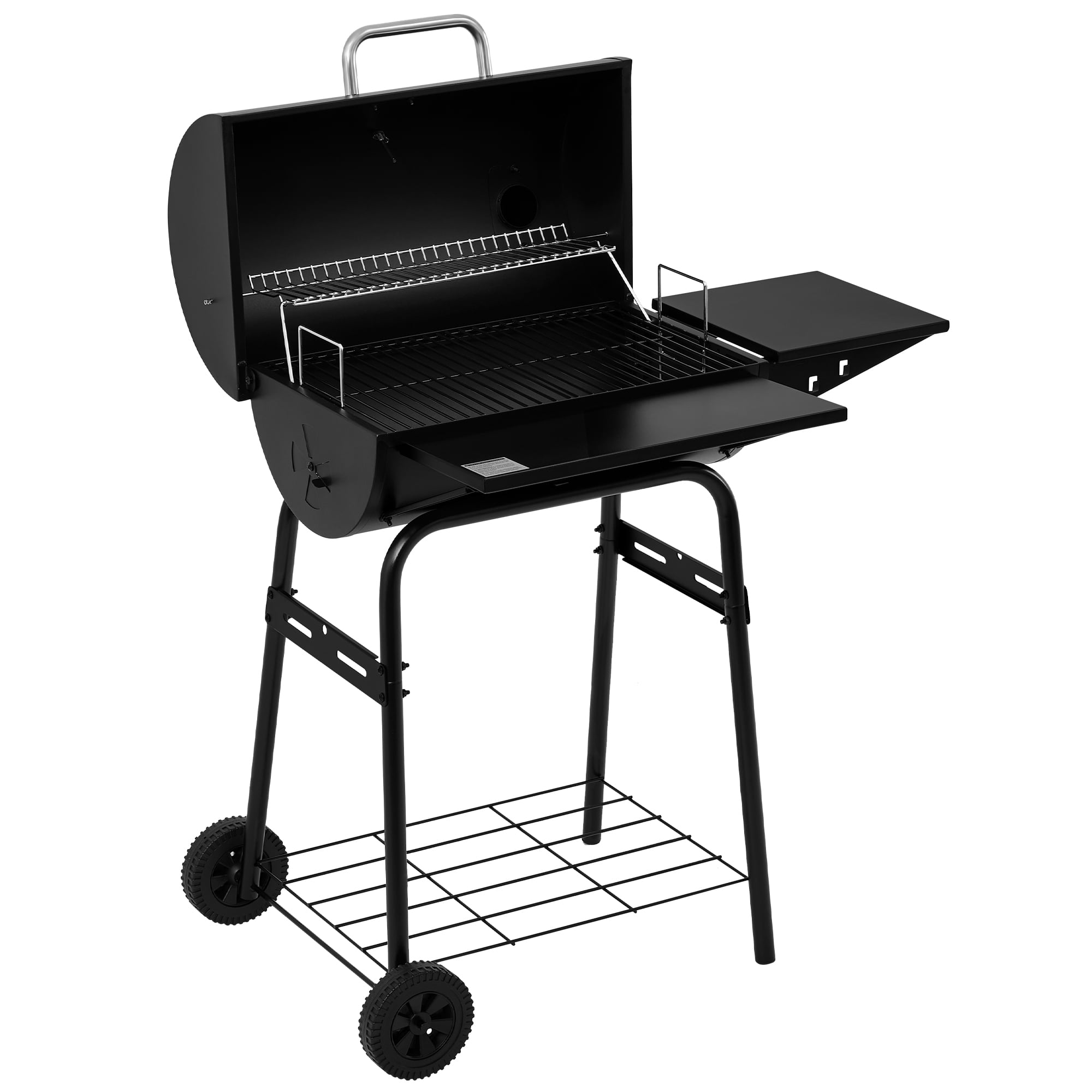 Royal Gourmet CC1624 Barrel Charcoal Grill, with Side & Front Shelves, 426 sq. in.for Outdoor Backyard, Black