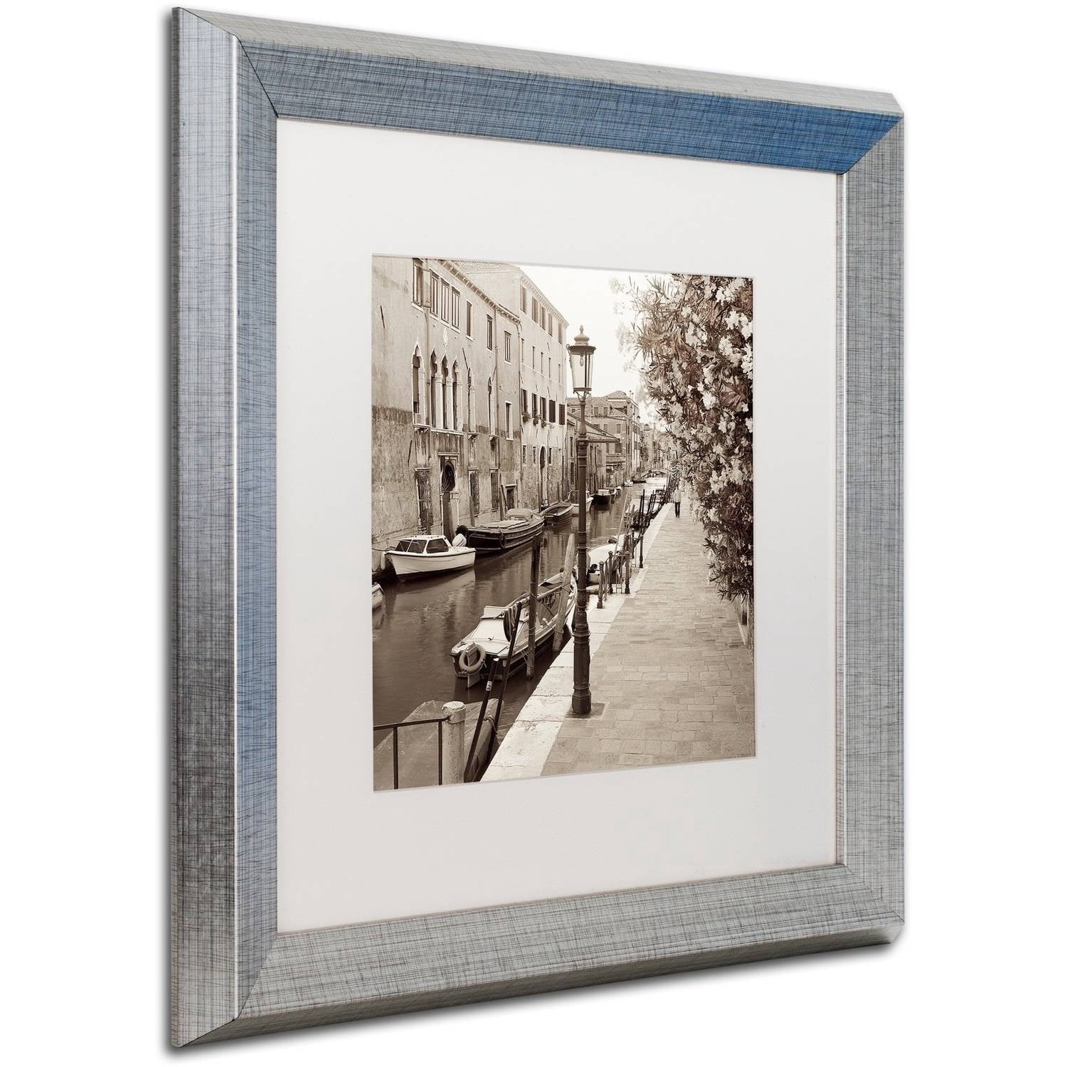 Trademark Fine Art "Venezia VII" Canvas Art by Alan Blaustein, White Matte, Silver Frame