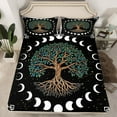 thumbnail image 2 of Homewish Teens Tree Of Life 3pcs Twin Sheet Sets,Bohemian Boho Twin Fitted Sheet,Exotic Style Breathable Flat Sheet,Super Cozy Room Decor, 2 of 7