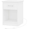 thumbnail image 2 of Nightstand with Charging Station and USB Ports & Power Outlets, Wooden End Table with Drawer and Opening Shelf, Side Table for Bedroom, White RCTG101WE, 2 of 3