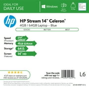 HP 14 PC Laptop, Intel Celeron N4000, 4GB RAM, 64GB HD, Windows 10S with 1 year Office 365, Blue, 14-cb171wm