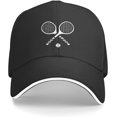 thumbnail image 1 of Tennis Racket Fashion Sandwich Dad Trucker Hat Adjustable Curved Visor Baseball Cap for Men Women, 1 of 6