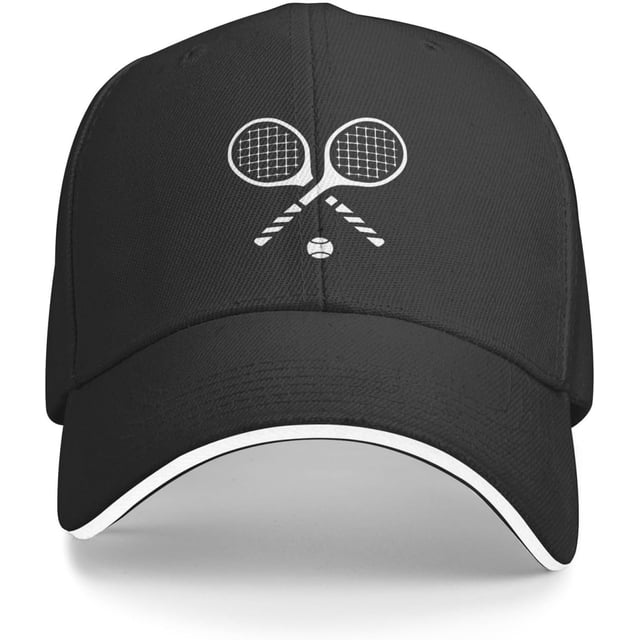 Tennis Racket Fashion Sandwich Dad Trucker Hat Adjustable Curved Visor Baseball Cap for Men Women