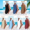 thumbnail image 5 of cllios Mens Linen Shirt Sleeveless V Neck Tshirts Loose Casual Breathable Summer Beach Tank Tops Lightweight Plain Basic Tees Navy XXXL, 5 of 13