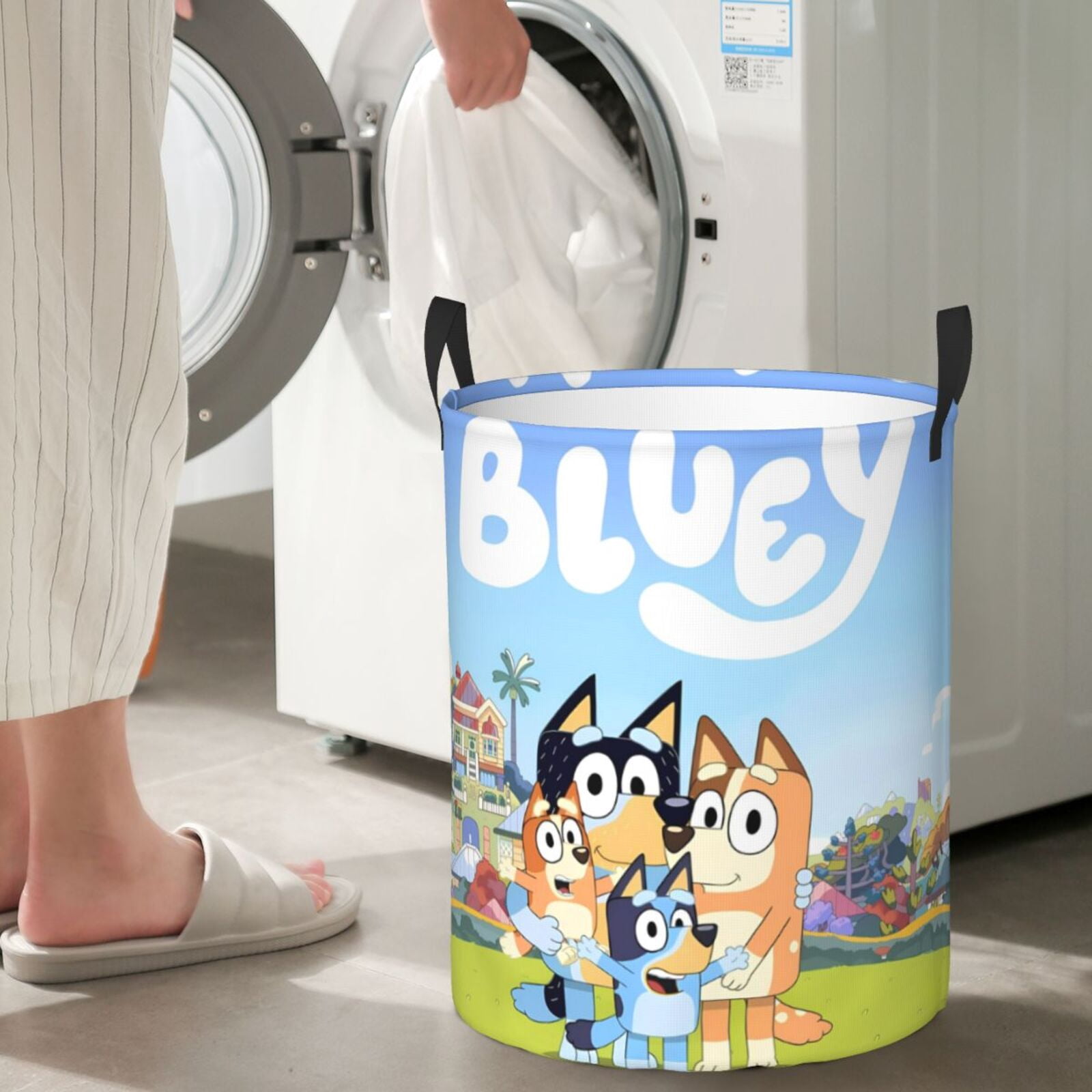 Netaao Bluey for Circular Hamper Modern Laundry Basket with Handles-Medium