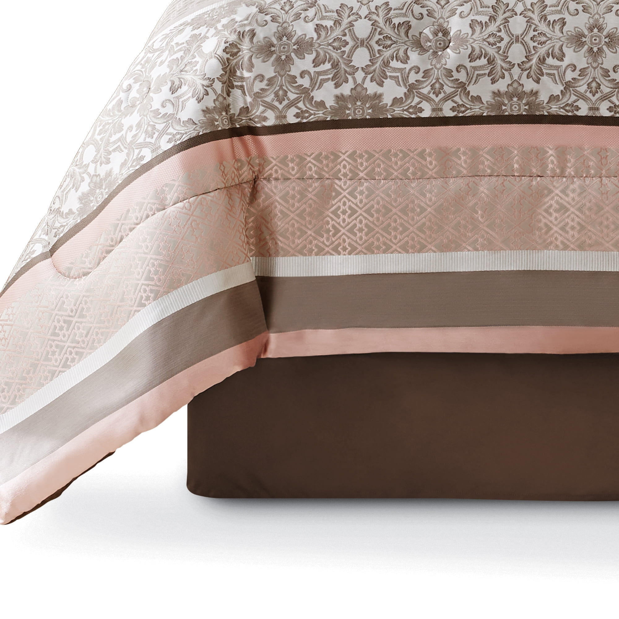 Mainstays 7-Piece Blush Jacquard Comforter Bedding Set, King