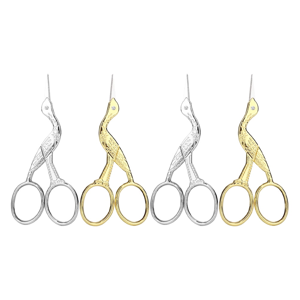Embroidery scissors 4Pcs Mini Stainless Steel Vintage Crane Scissors Mini Embroidery Scissors
