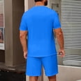 thumbnail image 3 of Men's 2 Piece Summer Outfits Oversized Crewneck Short Sleeve Shirt & Shorts Comfortable Casual Loungewear Set Blue 3XL, 3 of 3