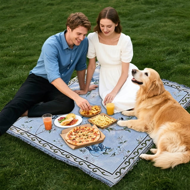 Camping & Hiking Bohemian Portable Outdoor Thickened Picnic Blanket Foldable Large Soft Rug Ideal for Park Beach Home Use