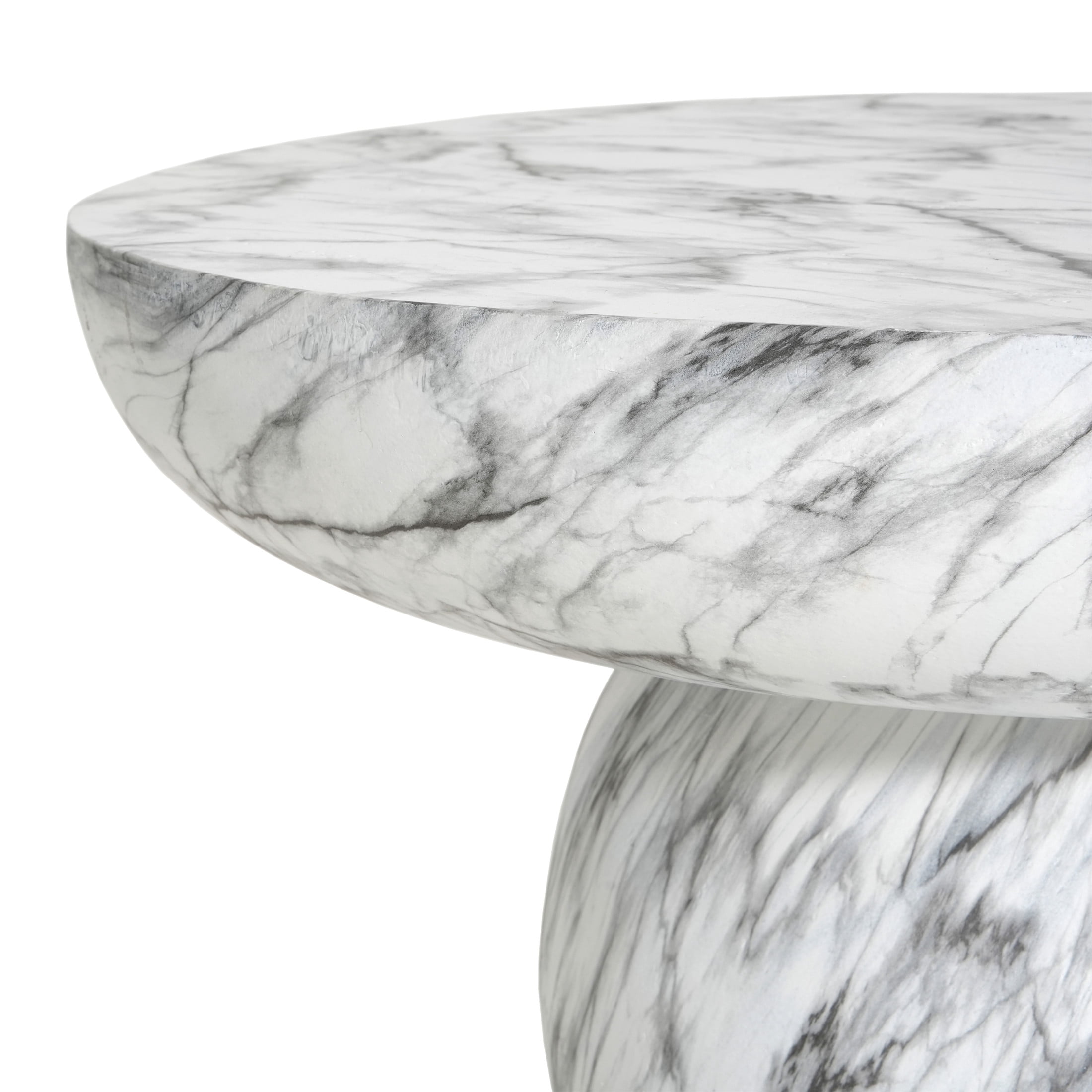 Christopher Knight Home 27.5" Faux Marble Outdoor Coffee Table, Round Patio Accent Table, White Marble Finish
