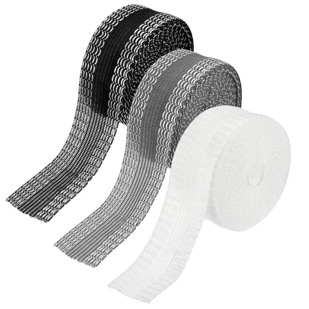Cinta de dobladillo instantánea Uxcell para planchar, cinta adhesiva sin coser para pantalones, tiras negras, blancas y grises, 3 Pcs 5.5 Yard