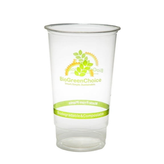Biogreenchoice 24 Oz Eco-Friendly Clear PLA Disposable Plastic Cups, 1000 Count