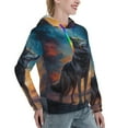thumbnail image 6 of Daiia Moonlit Night Sky Wolf Pattern Women's Fashion Hoodies & Sweatshirts with Kangaroo Pocket Hooded Sweatshirt with Eye-catching Drawstrings-Small, 6 of 7