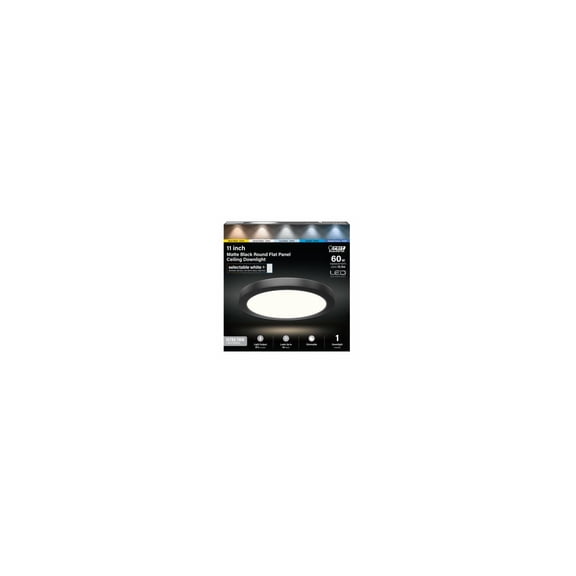 Feit Electric Edge-Lit 11 In. Matte Black Round 6-Way LED Flush Mount Light