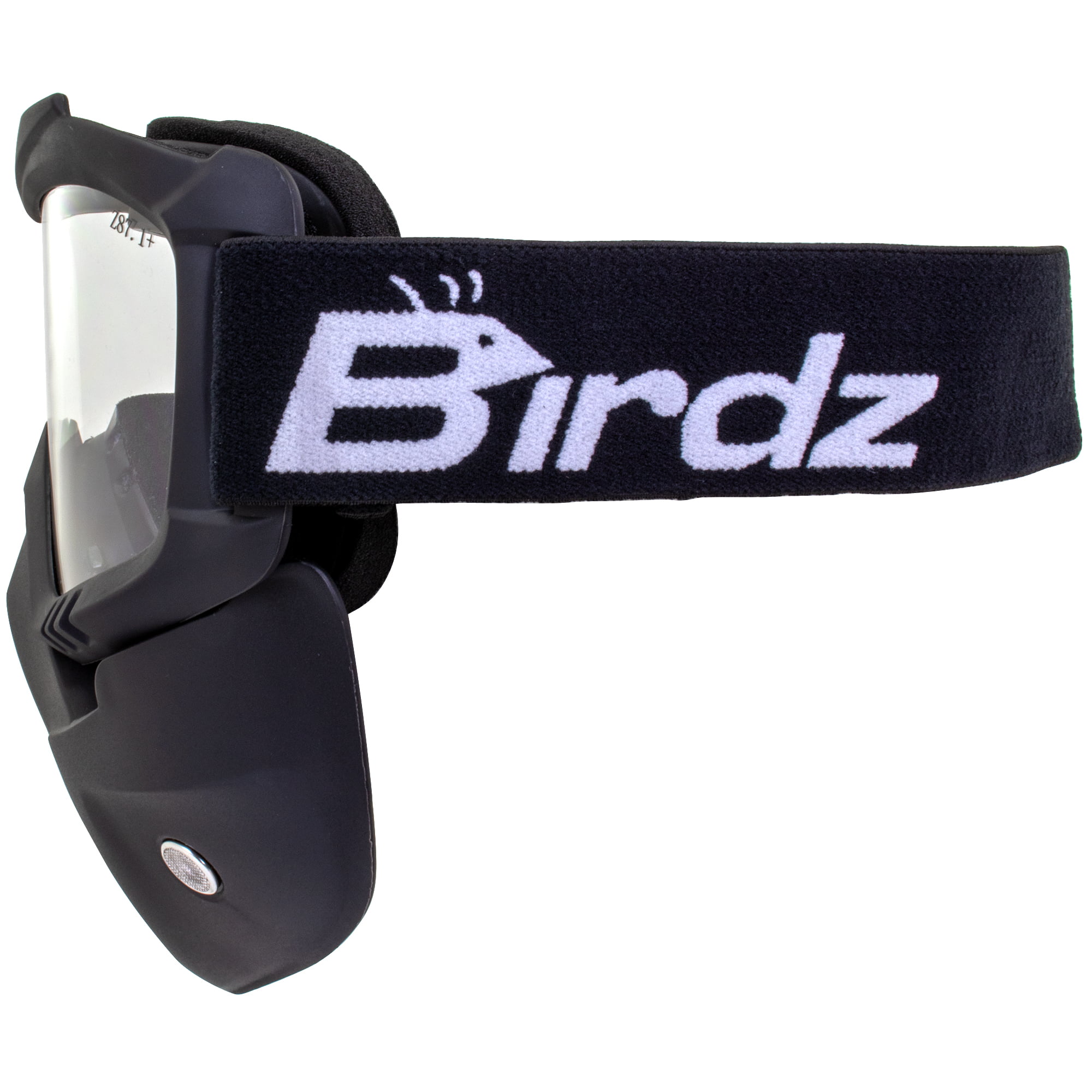 Birdz Eyewear Skylark Motorcycle Goggles Removable Face Mask Black Frames Clear Lens