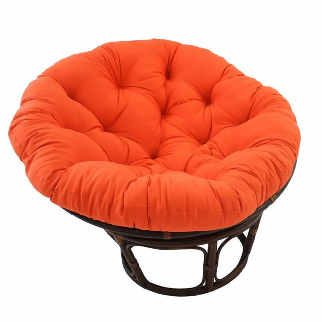 42 in. Rattan Papasan Chair with Solid Twill Cushion, Tangerine Dream