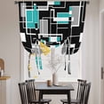thumbnail image 3 of Teal Blue Black Geometric Balloon Curtains for Bedroom/Front Door/Bathroom, Modern Abstract Art Block Tie Up Curtains 63 Inch Length Light Filtering Kitchen Curtains Shades for Windows 46"x63", 3 of 8