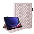 thumbnail image 3 of For Samsung Galaxy Tab S9 11.0 inch Release 2023 (SM-X710/SM-X716) Case, Rhombus Pattern Multiple Viewing Angles Stand Slim Folio Cover (Rose Gold), 3 of 6