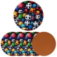 thumbnail image 2 of Football Microfiber Leather Round Coasters (6PCS) - 11x11 cm/4.3x4.3 in Set for Drinks,and Durable Beverage Coasters with Holder - Your Table Surface and Enhance Décor, 2 of 6