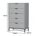 thumbnail image 5 of Benjara Rexi 48 Inch 5 Drawer Tall Dresser Chest, Honeycomb, Light Gray, Black, 5 of 10