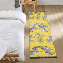 Zebra Print on Yellow Bedroom Runner Rug 2'x 6' Non Slip Carpet Indoor Home Area Rug Living Room