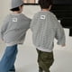thumbnail image 5 of Suéter para niño y niña, otoño 2024, estilo coreano, rayas, etiquetado, cuello redondo, ocio, cómodo, moderno, lindo, simple, 5 of 5