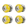 thumbnail image 1 of Unique Bargains Ceramic Knobs Round Drawer Pull Handle Cupboard Wardrobe Replacement 4pcs Yellow, 1 of 7