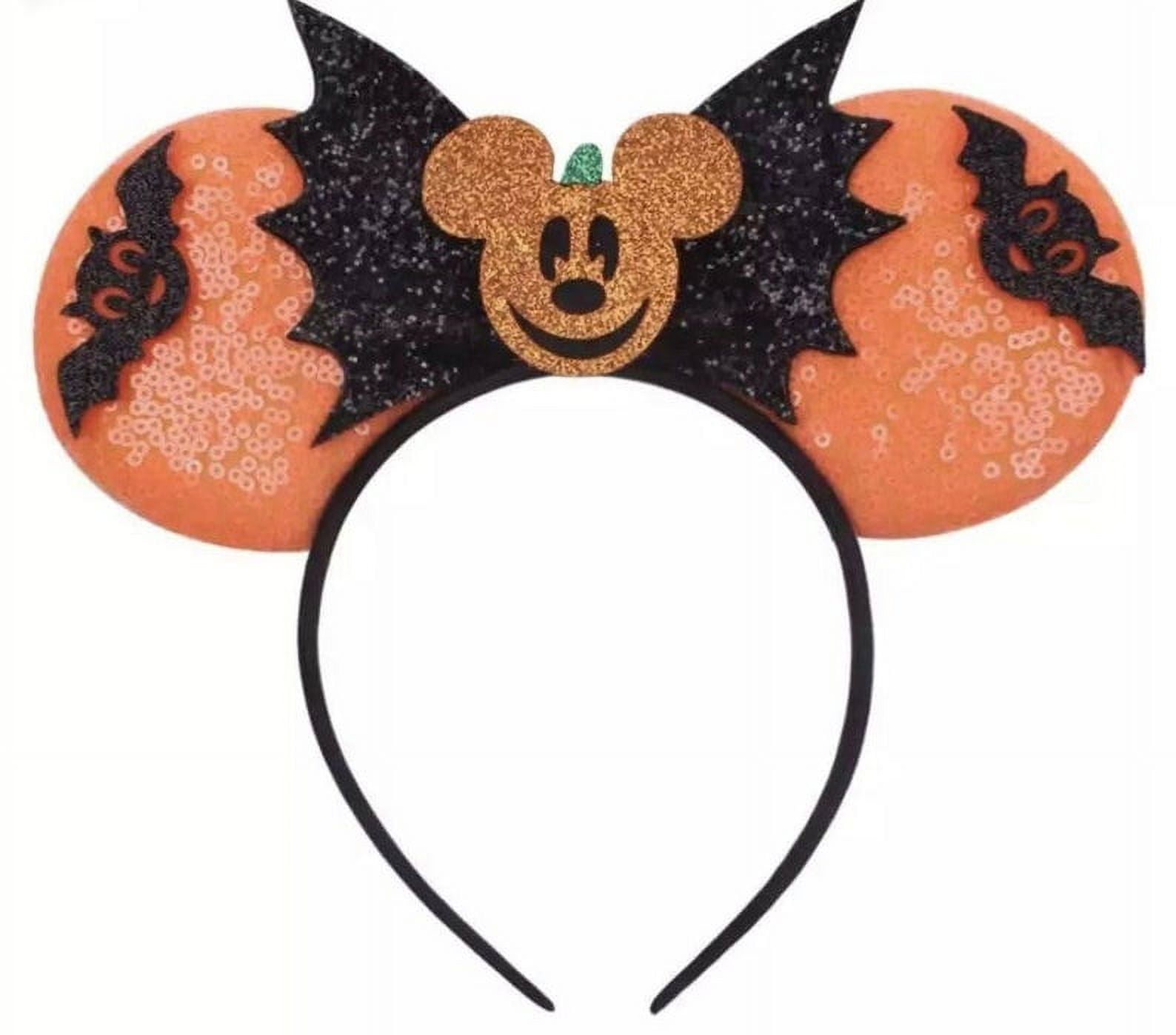 Disney Halloween Headband and Cap Set - Black and Orange Light up Pumpkin Mouse Ears Illuminated Halloween Headband  main image 3