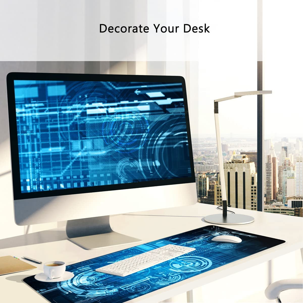 Large Mouse Pad for Desk,Gaming Mouse Pad XXL 35.5x15.8 inch Large Desktop Mouse Pad Blue Black, Large Mouse Pad for Work and Gaming (Blue Black)