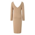 thumbnail image 5 of Lispipm Womens V Neck Maternity Dress Rib Knit Stretchy Long Sleeve Maxi Skirt Fall Pregnancy Clothes for Ladies Daily Khaki S, 5 of 7