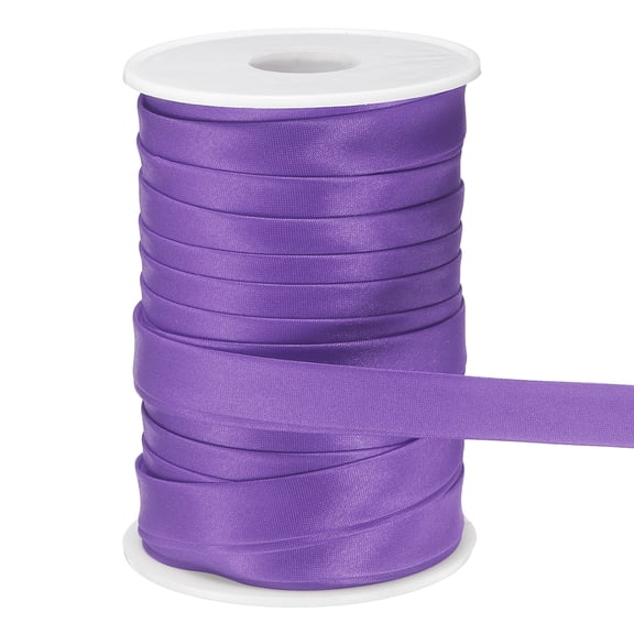 Uxcell Double Fold Bias Tape for Sewing, 5/8 Inch x 25 Yards Satin Bias Binding Tape Continuous Bulk for Quilting Binding Seaming Hemming Fabric Piping DIY Craft, Purple