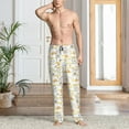 thumbnail image 5 of Uemuo Rabbit And Milk Tea Pattern Men's Wide Leg Palazzo Lounge Pants with Pockets Light Weight Loose Comfy Casual Pajama Pants-X-Large, 5 of 9