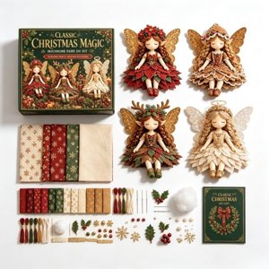 Christmas Magic Patchwork Fairy DIY Kit Patchwork Fairy DIY Kit Premium Fairy Patchwork DIY Kit Vintage Patchwork DIY Kit Pre Cut Fabric Craft Holiday Tree Mantel Decor 4 Pack
