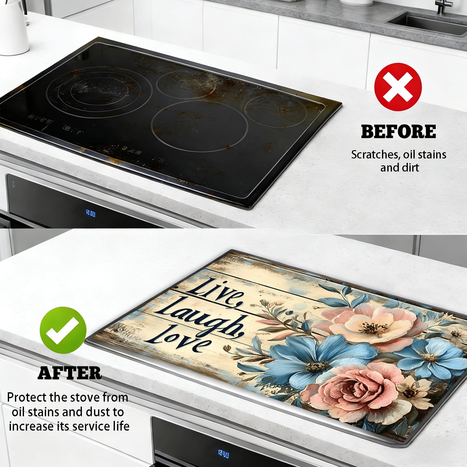 Stove Top Cover for Electric Stove - Stove Mat for Glass Top, Multi-Functional Electric Oven Cover, Glass Cooktop Protector For Kitchen, Heat Resistant Anti-Slip Pad 28"x20"