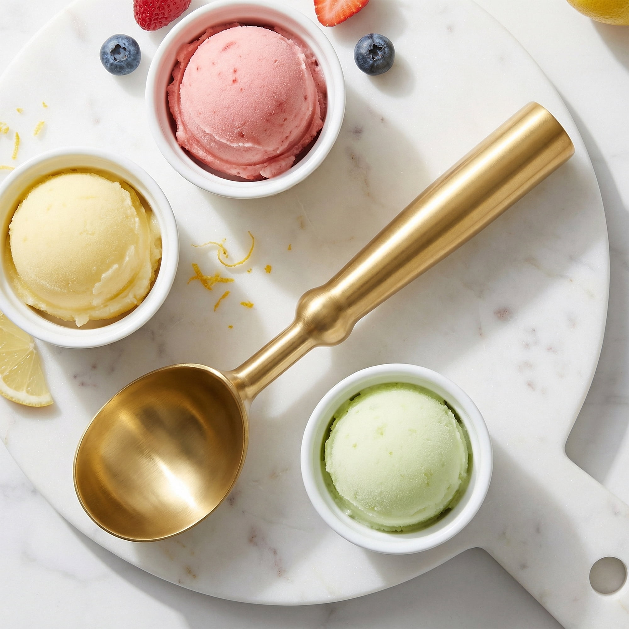 Unique Bargains Stainless Steel Ice Cream Scoop for Use and Cleaning Gold 8.3in