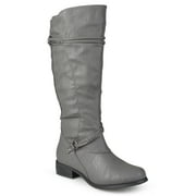 Brinley Co. Women's Extra Wide Calf Knee High Faux Leather Riding Boots