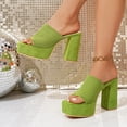thumbnail image 5 of SACFOF Women's Chunky Platform Sandals Block Heel - Slip On Elastic Band Dressy Shoes Square Toe Comfort Soles, 5 of 6