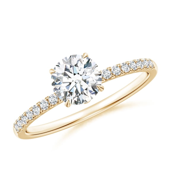 ANGARA Lab Grown Diamond Hidden Halo Engagement Ring for Women in 14K Yellow Gold (Size-5.9mm| Color-F-G| Clarity-VS) | April Birthstone, Anniversary, Jewelry Gift for Women | Lab-Grown Diamond Ring